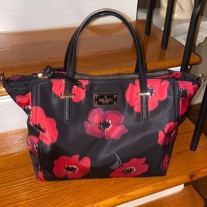 Kate Spade Black and Red Floral Tote